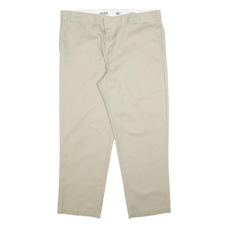 DICKIES Mens Regular Fit Beige Cotton Blend Zip Trousers W42 L30 Classic