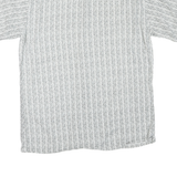 Mens White & Black Patterned Cotton Blend Shirt L Casual Button-Up Summer