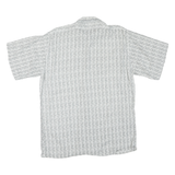 Mens White & Black Patterned Cotton Blend Shirt L Casual Button-Up Summer