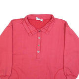 PRO SPIRIT Womens Red Polo Collar L Cotton Blend Sweatshirt Casual Pullover