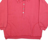 PRO SPIRIT Womens Red Polo Collar L Cotton Blend Sweatshirt Casual Pullover