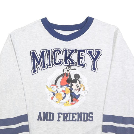 DISNEY Womens White & Navy Mickey And Friends Crew Neck M Cotton Sweatshirt