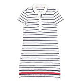 TOMMY HILFIGER Womens White & Navy Striped Polo Cotton Mini Dress XS Classic Fit
