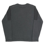 ADIDAS Womens Grey Cotton Blend Crew Neck Sweatshirt S Lightweight Pullover