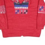 VICTORIA SPORT Womens Red Patterned Pullover Jumper Polyester L Activewear