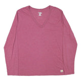 CARHARTT Womens Pink Long Sleeve V-Neck Cotton Blend T-Shirt XL Casual Comfort