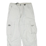 YES OR NO Mens Relaxed Drawstring Cotton Blend White Cargo Trousers W32 L29
