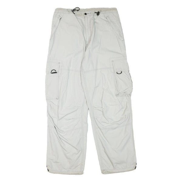 YES OR NO Mens Relaxed Drawstring Cotton Blend White Cargo Trousers W32 L29