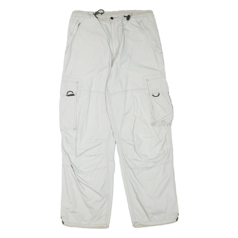 YES OR NO Mens Relaxed Drawstring Cotton Blend White Cargo Trousers W32 L29