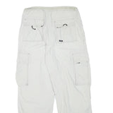 YES OR NO Mens Relaxed Drawstring Cotton Blend White Cargo Trousers W32 L29