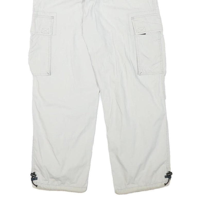 YES OR NO Mens Relaxed Drawstring Cotton Blend White Cargo Trousers W32 L29