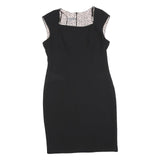 LAURA ASHLEY Womens Black Polka Dot Sleeveless Bodycon Polyester Dress UK 12