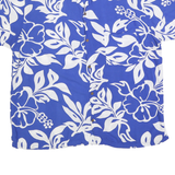 FLY SURF Mens Blue & White Hawaiian Shirt XL Cotton Blend Short Sleeve Casual