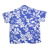 FLY SURF Mens Blue & White Hawaiian Shirt XL Cotton Blend Short Sleeve Casual