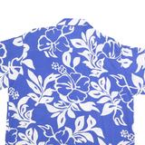 FLY SURF Mens Blue & White Hawaiian Shirt XL Cotton Blend Short Sleeve Casual