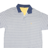 NAUTICA Mens Blue & White Check Short Sleeve Polo Shirt L Cotton Blend Casual