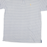 NAUTICA Mens Blue & White Check Short Sleeve Polo Shirt L Cotton Blend Casual