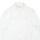 DEL MOD Womens White Printed Blouse Long Sleeve Collared Size L Elegant Top