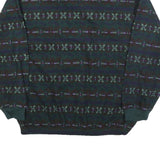 NEXT ISSUE Mens Dark Green Patterned Polyester Pullover Jumper L Zip Neck