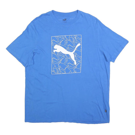 PUMA Mens Blue Graphic T-Shirt XL Short Sleeve Crew Neck Sportswear Casual