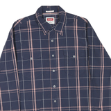 WRANGLER Mens Navy Blue & Pink Check Shirt L Long Sleeve Cotton Blend Casual