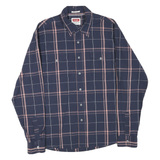 WRANGLER Mens Navy Blue & Pink Check Shirt L Long Sleeve Cotton Blend Casual
