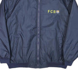 FC BARCELONA Mens Navy Blue Sports Zip Jacket L Polyester Blend Plain