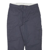 DICKIES Mens Cotton Blend Navy Blue Relaxed Cargo Trousers W36 L27 Workwear