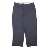 DICKIES Mens Cotton Blend Navy Blue Relaxed Cargo Trousers W36 L27 Workwear