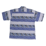 CHAROVA Mens Blue & Black Patterned Cotton Blend Shirt XL Summer Casual Short