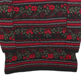 BASIC EDITIONS Womens Black & Red Floral Patterned Jumper Crew Neck Basic Knit