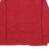 TOMMY HILFIGER Womens Red Patterned Cable Knit Full Zip Jumper 2XL Cotton Blend