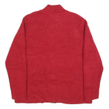 TOMMY HILFIGER Womens Red Patterned Cable Knit Full Zip Jumper 2XL Cotton Blend