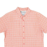 COLUMBIA Womens Coral & White Checked Shirt L Breathable Outdoor Casual