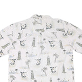 MICHAEL AUSTIN Mens White & Grey Coastal Print Shirt 2XL Cotton Blend Summer