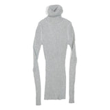 EXPRESS Womens Silver Ribbed Top Long Sleeve Roll Neck S Slim Fit