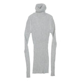 EXPRESS Womens Silver Ribbed Top Long Sleeve Roll Neck S Slim Fit