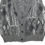 MICHAEL GERARD Mens Grey Patterned Jumper Vest Button Up V Neck Chunky Knit XL