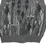 MICHAEL GERARD Mens Grey Patterned Jumper Vest Button Up V Neck Chunky Knit XL