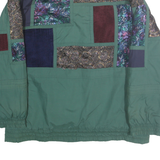 PERSPECTIVE Womens Green Patchwork Zip Jacket M Polyester Blend Stylish Retro