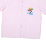 Mens Pink Surfing Print Cotton Blend Shirt XL Tropical Beach Style Casual