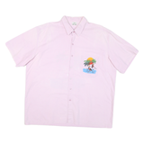 Mens Pink Surfing Print Cotton Blend Shirt XL Tropical Beach Style Casual
