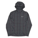 JACK WOLFSKIN Womens Black & Grey Checked Outdoor Jacket UK 10 Polyester Blend
