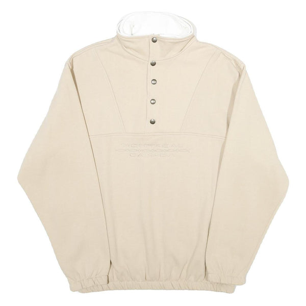 Mens Beige Cotton Blend Sweatshirt Pullover M High Neck Montreal Canada