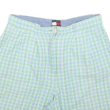 TOMMY HILFIGER Womens Pastel Green Blue Check Casual Shorts M W30 Summer Style