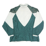 BEST UNITED GARMENTS Womens White & Green Retro Nylon Jacket XL Zip Athletic Fit