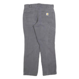 CARHARTT Mens Relaxed Grey Cotton Blend Trousers W33 L30 Workwear Casual Zip