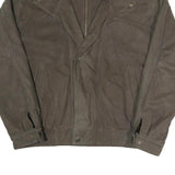 WILSON Mens Brown Leather Jacket XL Zip Plain Casual Classic Outerwear