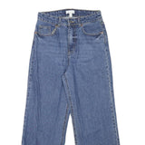 H&M Womens Relaxed Blue Denim Raw Hem Wide-Leg Jeans W27 L27 Relaxed Fit