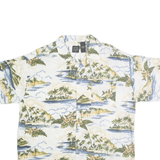 COTTON TRADERS SPORT Mens White & Green Hawaiian Shirt XL Tropical Print Casual